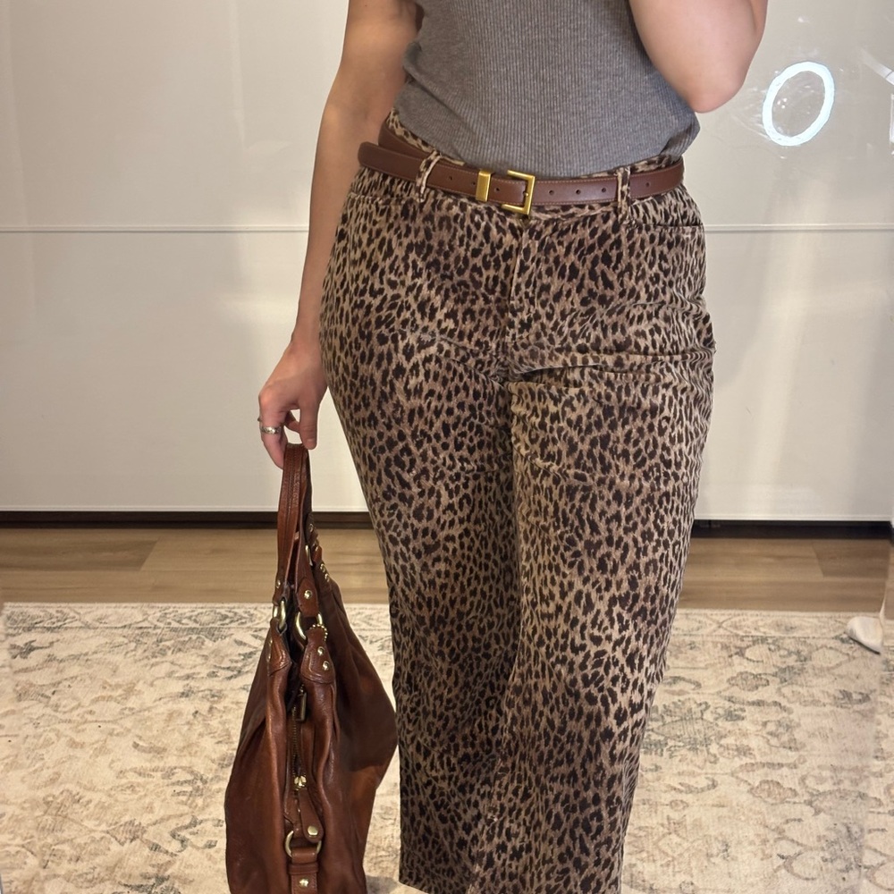 Velvet Leopard Print Pants *belt not included*